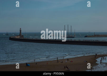 La tall ships di lasciare il porto di Sunderland il 24 luglio 2018, Foto Stock