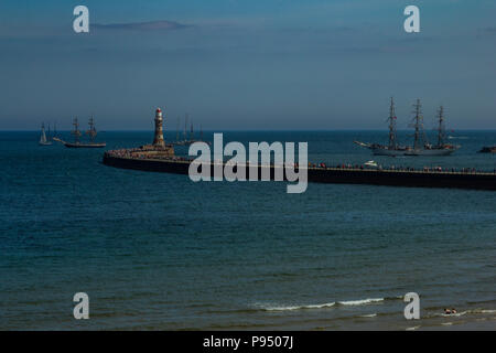 La tall ships di lasciare il porto di Sunderland il 24 luglio 2018, Foto Stock