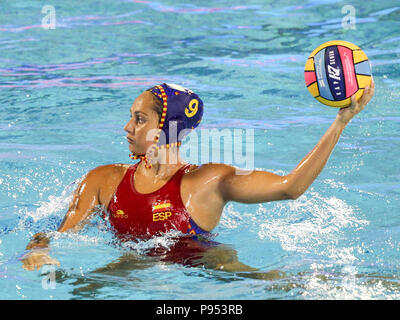 Bernat piscine Picornell, Barcelona, Spagna. 14 Luglio, 2018. Xxxiii European Water Polo Championships, Spagna donne contro l'Ungheria donne; Judith Attacchi forca per la Spagna Credito: Azione Sport Plus/Alamy Live News Foto Stock