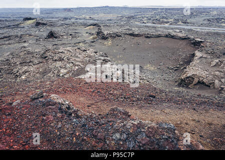 Paesaggio di Stampar area vulcanica in Reykjanes UNESCO Global Geopark in Reykjanesskagi - il sud della penisola, Islanda Foto Stock