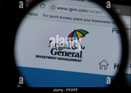 Il Legal & sito generale visto attraverso una lente di ingrandimento Foto Stock