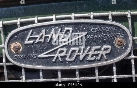 Classic Landrovers sul display Foto Stock