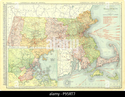 Massachusetts 1913 Mappa Foto Stock