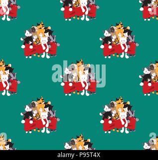 Adorabili Gatti Bouquet come presente su sfondo verde. Illustrazione Vettoriale. Illustrazione Vettoriale