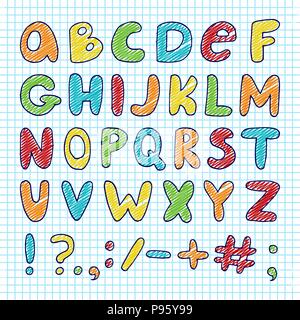 Vector disegnati a mano alfabeto inglese Illustrazione Vettoriale