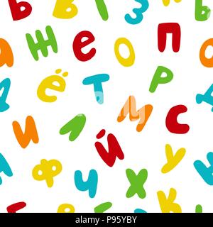Vector seamless pattern con disegnati a mano il Russo cirillico Illustrazione Vettoriale