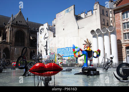 Fontana Stravinsky nel quartiere di Marais, Paris - Francia Foto Stock