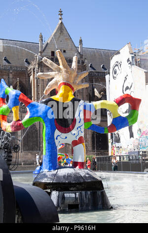 Fontana Stravinsky nel quartiere Marais di Parigi, Francia Foto Stock
