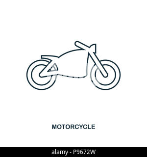 Icona del motociclo. Profilo di icona di stile design. UI. Illustrazione della motocicletta icona. Pittogramma isolato su bianco. Pronto per l'uso nella progettazione web, applicazioni softwa Foto Stock