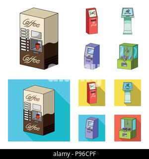 Macchina per caffè, ATM, informazioni terminale. I morsetti set di icone di raccolta in cartoon,piana isometrica stile simbolo vettore illustrazione stock . Illustrazione Vettoriale