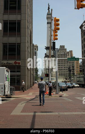 Scena di strada nel centro di Indianapolis, Indiana. Foto Stock