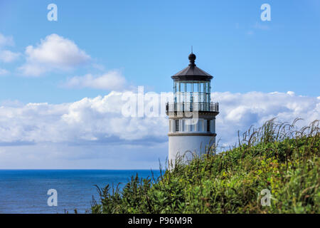 La parte superiore della testa del nord faro in Ilwaco, Washington. Foto Stock