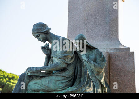 Particolare di Cristoforo Colombo monumento a Rapallo, la provincia di Genova, Italia. Foto Stock