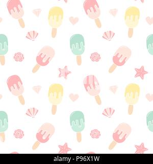 Cartoon carino incantevole vettore seamless pattern illustrazione dello sfondo con unicorns arcobaleni e Illustrazione Vettoriale