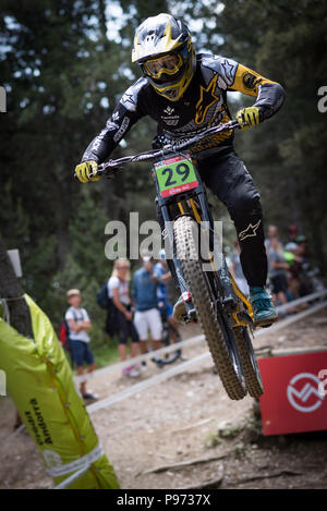 14 de julio de 2019 EN VALLNORD, LA MASSANA - ANDORRA. COPA DEL MUNDO DE UCI Montain Bike Downhill 2019 Foto Stock