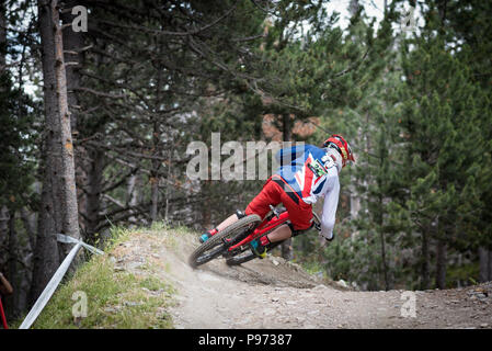 14 de julio de 2019 EN VALLNORD, LA MASSANA - ANDORRA. COPA DEL MUNDO DE UCI Montain Bike Downhill 2019 Foto Stock