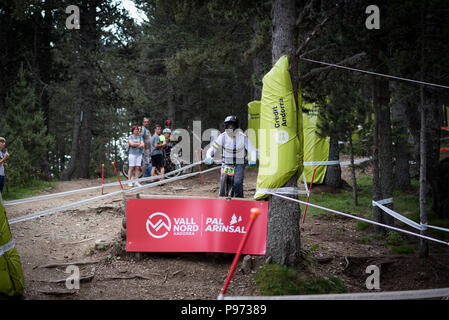 14 de julio de 2019 EN VALLNORD, LA MASSANA - ANDORRA. COPA DEL MUNDO DE UCI Montain Bike Downhill 2019 Foto Stock