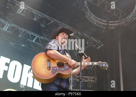 Tours, Francia. 14 lug 2018. Multi premiato paese canadese superstar Gord Bamford all annuale American Tours Festival, Tours, Francia. Credito: Julian Elliott/Alamy Live News Foto Stock