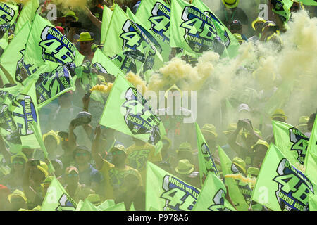 Hohenstein-ernstthal, Germania. Il 15 luglio 2017. Il tedesco Gran Premio di motociclismo, MotoGP al Sachsenring: gli spettatori in Rossi fan stand. Credito: Jan Woitas/dpa-Zentralbild/dpa/Alamy Live News Foto Stock