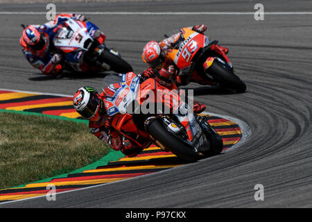 Sachsenring, Hohenstein-ernstthal, Germania. Il 15 luglio 2018. Il tedesco Gran Premio di Motociclismo, RaceDay; Jorge Lorenzo (Ducati) Credito: Azione Sport Plus/Alamy Live News Foto Stock