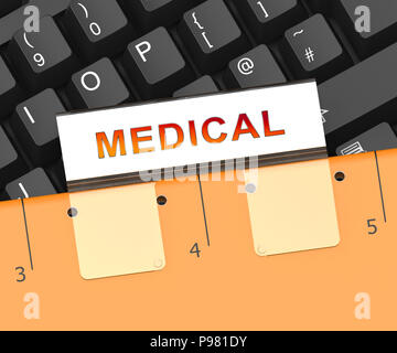 Dati di grande medico-sanitari database 3D Rendering mostra Healthcare Bigdata in un complesso di data center di storage Foto Stock