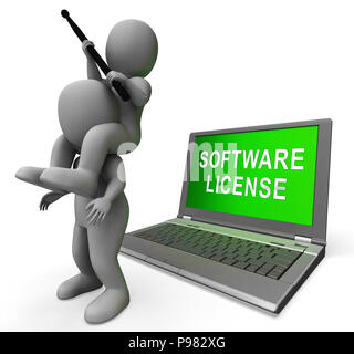 Licenza software applicazione certificata codice 3D Rendering significa applicazione programma accordo certificato Foto Stock