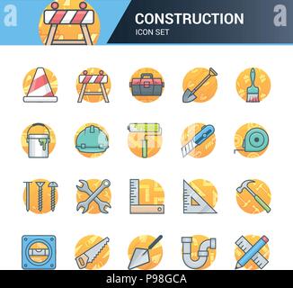Costruzione di strumenti e le icone Illustrazione Vettoriale