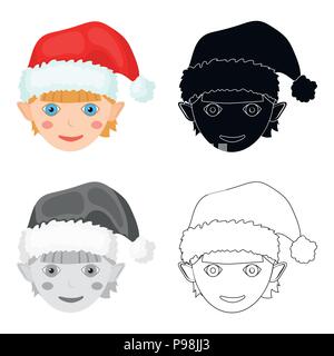 Natale gnome unica icona in cartoon,Black,appartamento,stile monocromatico per design.Natale simbolo vettore illustrazione stock . Illustrazione Vettoriale