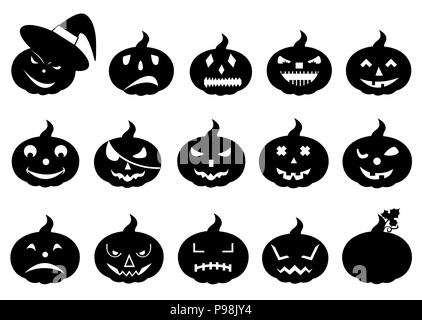 Zucche di Halloween isolato su bianco Foto Stock