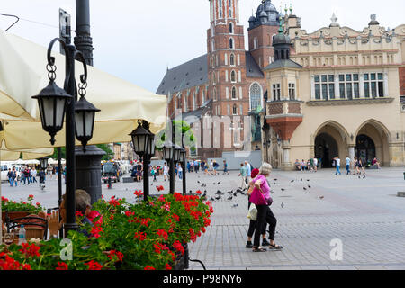 La piazza principale di Cracovia, della Polonia, Foto Stock