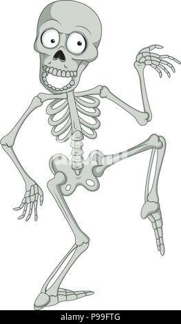Cartoon divertente danza dello scheletro Illustrazione Vettoriale