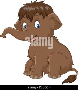 Cartoon mammoth seduta Illustrazione Vettoriale
