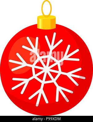 Coloratissimo cartoon palla di Natale il simbolo del fiocco di neve. Albero di natale decorazione. Nuovo anno a tema illustrazione vettoriale per icona, adesivo, patch, etichetta, segno, badge, cer Illustrazione Vettoriale