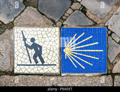 Camino de Santiago segno del pellegrinaggio a Chartres, in Francia. Foto Stock