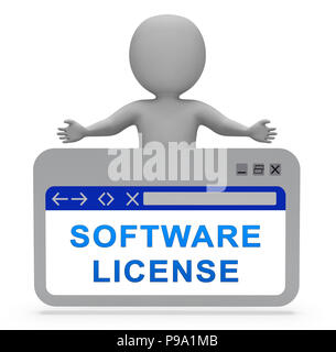 Licenza software applicazione certificata codice 3D Rendering significa applicazione programma accordo certificato Foto Stock