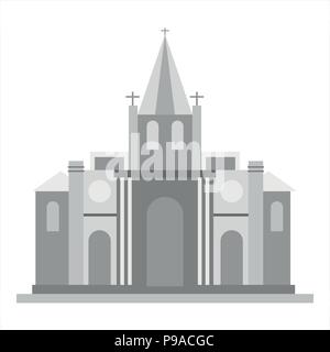 Icona della chiesa. Monocromatico grigio Immagine del vettore di chiesa Illustrazione Vettoriale