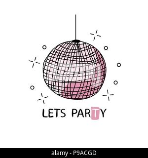 Retrò palla da discoteca. Illustrazione di vettore per il graphic design. Illustrazione Vettoriale