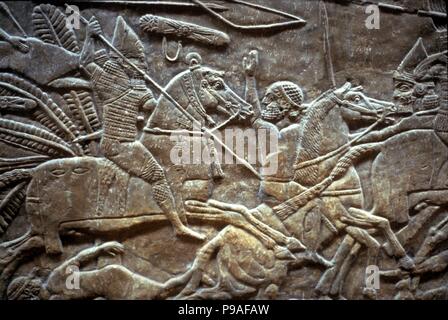 Ashurbanipal nella battaglia di Til-Tuba. Museo: Membro Hermitage di San Pietroburgo. Foto Stock