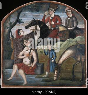 Khusraw scopre Shirin balneazione. (Dal ciclo pittorico di otto temi poetici). Museo: Brooklyn Museum di New York. Foto Stock