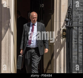 Londra, Regno Unito. 17 Luglio 2018,Chris Grayling MP PC, Segretario dei trasporti, , lascia la riunione del gabinetto della sessione corrente del parlamento al 10 di Downing Street, Londra, Regno Unito. Credit Ian Davidson/Alamy Live News Foto Stock