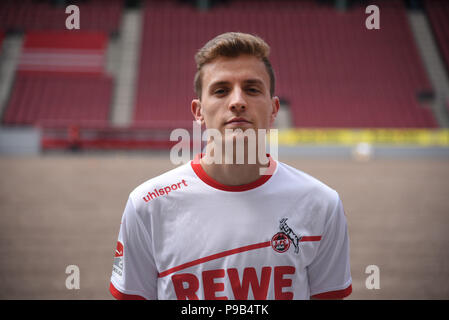 09 luglio 2018, Germania, Colonia: Seconda Bundesliga, foto riprese di 1. FC Colonia per la stagione 2018/2019 al RheinEnergie Stadium. La colonia Niklas Hauptmann. Foto: Henning Kaiser/dpa Foto Stock