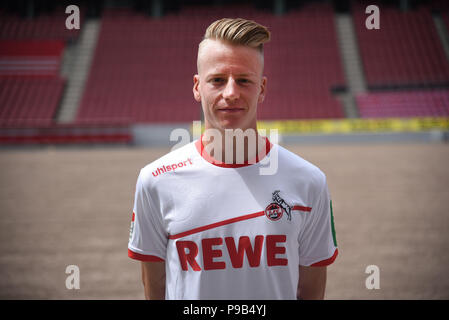 09 luglio 2018, Germania, Colonia: Seconda Bundesliga, foto riprese di 1. FC Colonia per la stagione 2018/2019 al RheinEnergie Stadium. Colonia's Chris Fuehrich. Foto: Henning Kaiser/dpa Foto Stock