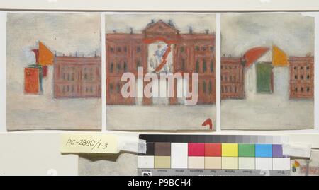 Decorazioni di design per la Uritsky (ex palazzo) piazza per il festival del primo anniversario della rivoluzione di Ottobre. Museo: Membro Galleria Tretyakov di Mosca. Foto Stock