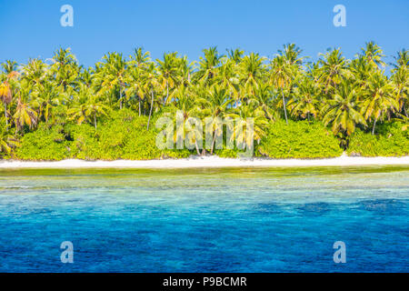 Fantastica isola tropicale vista. Il mare blu e il palm tree e mare blu con incredibile laguna turchese Foto Stock
