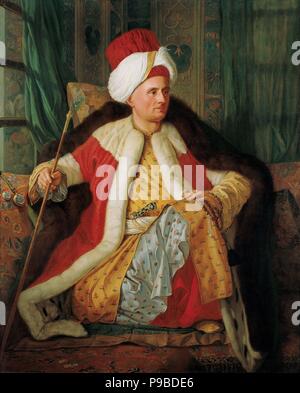 Ritratto di Charles Gravier conte di Vergennes e ambasciatore francese, in turco costumi. Museo: Museo di Pera, Istanbul. Foto Stock