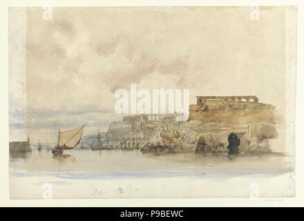 Vista della Valletta, Malta. Museo: Università di Yale. Foto Stock