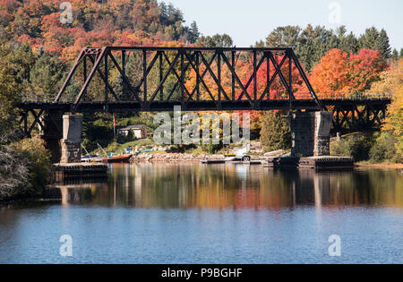 Ponte ferroviario in autunno Foto Stock