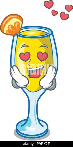 In amore mimosa mascotte stile cartone animato Illustrazione Vettoriale