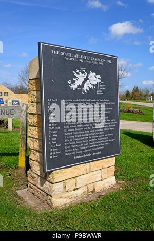 Atlantico Sud Campagna 1982 memorial presso il National Memorial Arboretum, Alrewas, Staffordshire, Regno Unito, Europa occidentale. Foto Stock