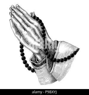 La preghiera del disegno a mano vintage clip art isolati su sfondo bianco Illustrazione Vettoriale